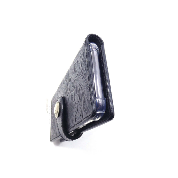 手帳型スマホカバー フラワーエンボス Mサイズ