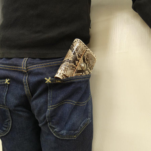 ハーフ財布 両面カード アウトポケット パイソン