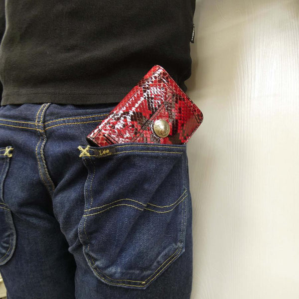 ハーフ財布 両面カード アウトポケット パイソン