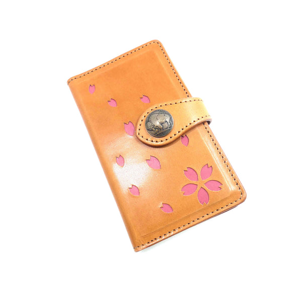 手帳型スマホケース 桜型抜き Lサイズ