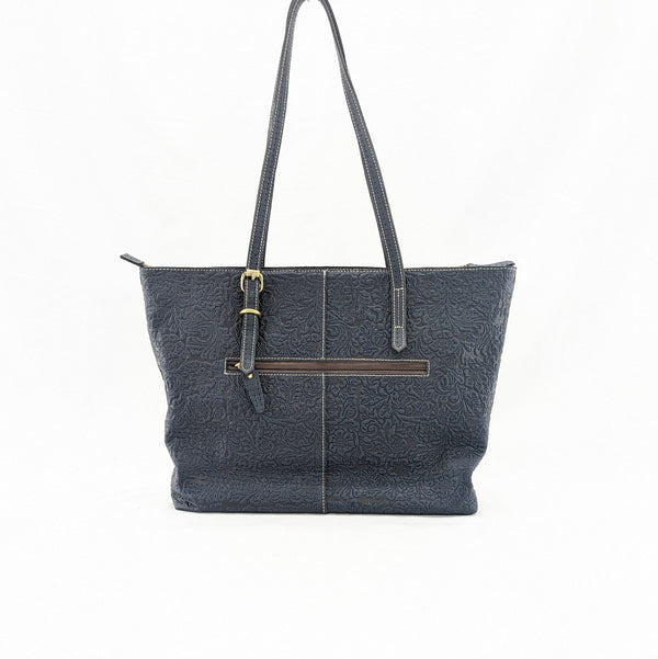 花柄型押し トートバッグ (ドット加工)