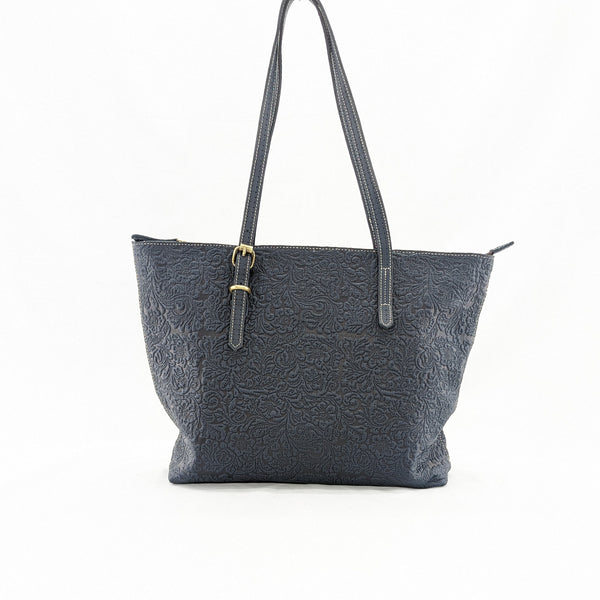 花柄型押し トートバッグ (ドット加工)