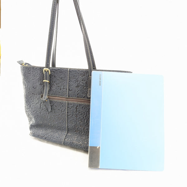 花柄型押し トートバッグ (ドット加工)