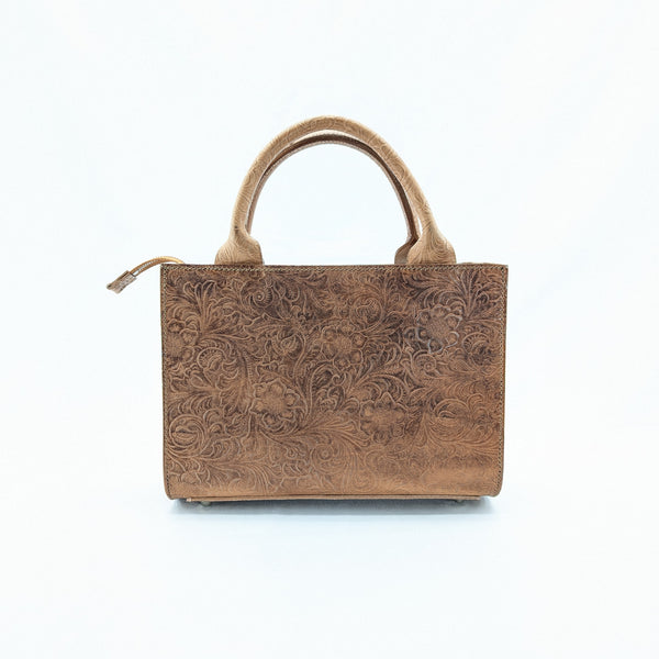 スクエアバッグ フラワーエンボス