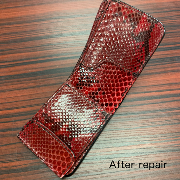 S様限定修理 リペア ショート財布 シャーク×レッドパイソン