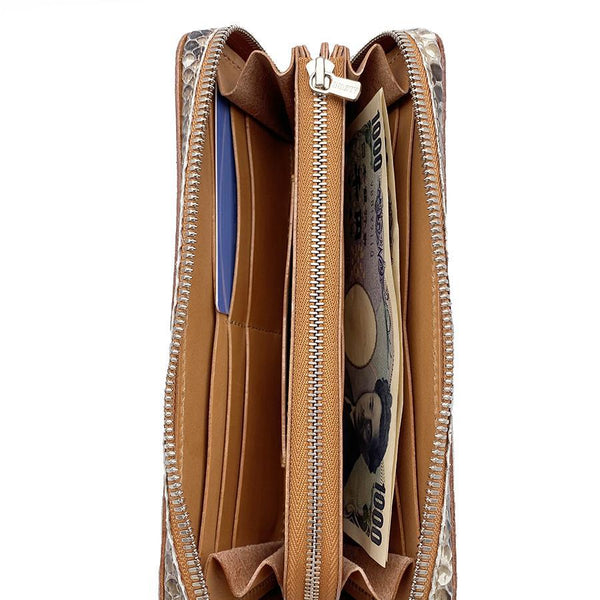 5103 両マチFRF財布 L字 スリム フルパイソンリボン