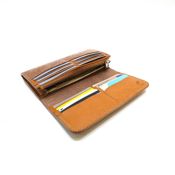 二つ折りF ベロ無 フラワーエンボス