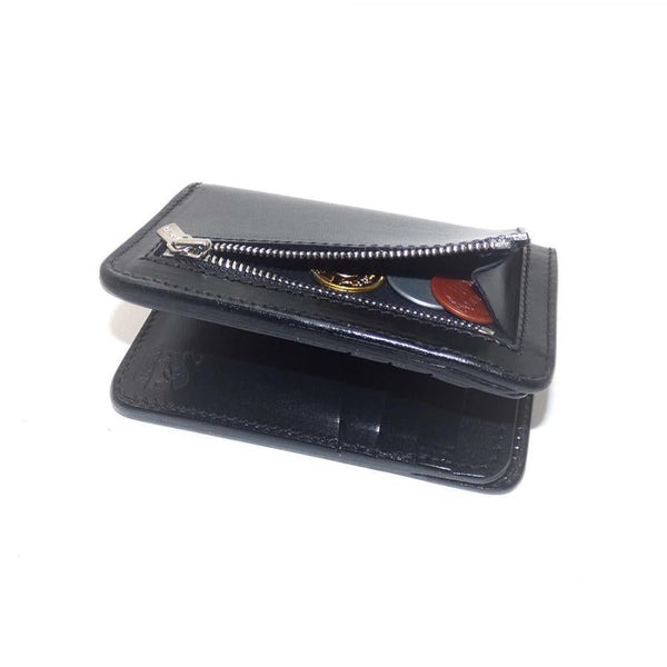 ハーフ財布 両面カード アウトジッパー インディ