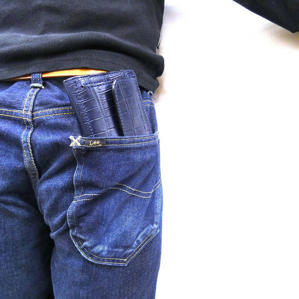 ハーフ財布 両面カード アウトポケット ナイルクロコ