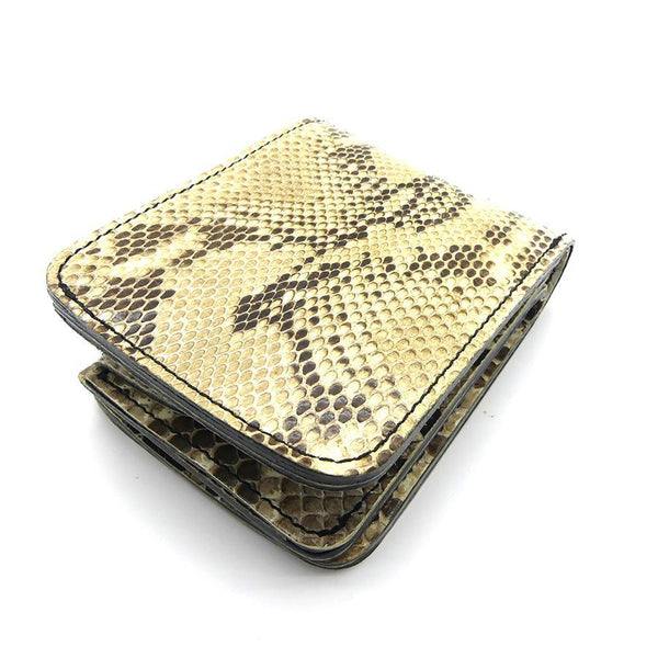 126タイプ ショート二つ折り 横型コイン パイソン全貼り<熟成革>