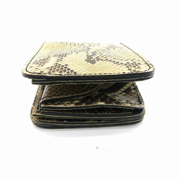126タイプ ショート二つ折り 横型コイン パイソン全貼り<熟成革>