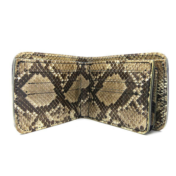 126タイプ ショート二つ折り 横型コイン パイソン全貼り<熟成革>