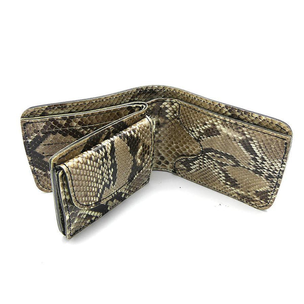 126タイプ ショート二つ折り 横型コイン パイソン全貼り<熟成革>