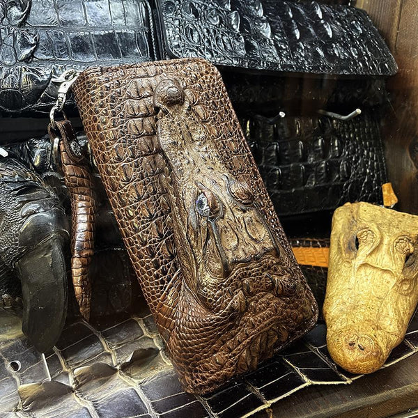 両マチFRF財布 L字スリム 頭付ワニ