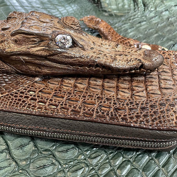 両マチFRF財布 L字スリム 頭付ワニ