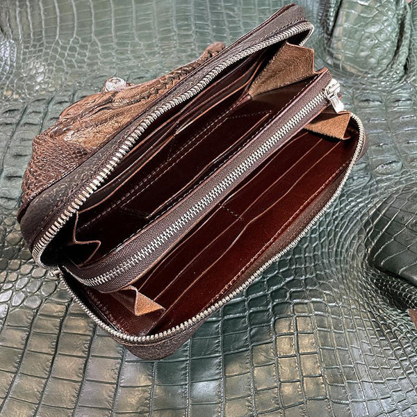 両マチFRF財布 L字スリム 頭付ワニ