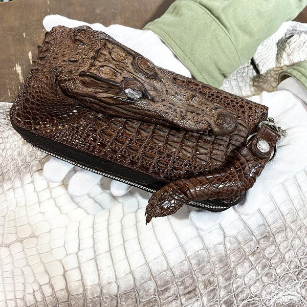 両マチFRF財布 L字スリム 頭付ワニ