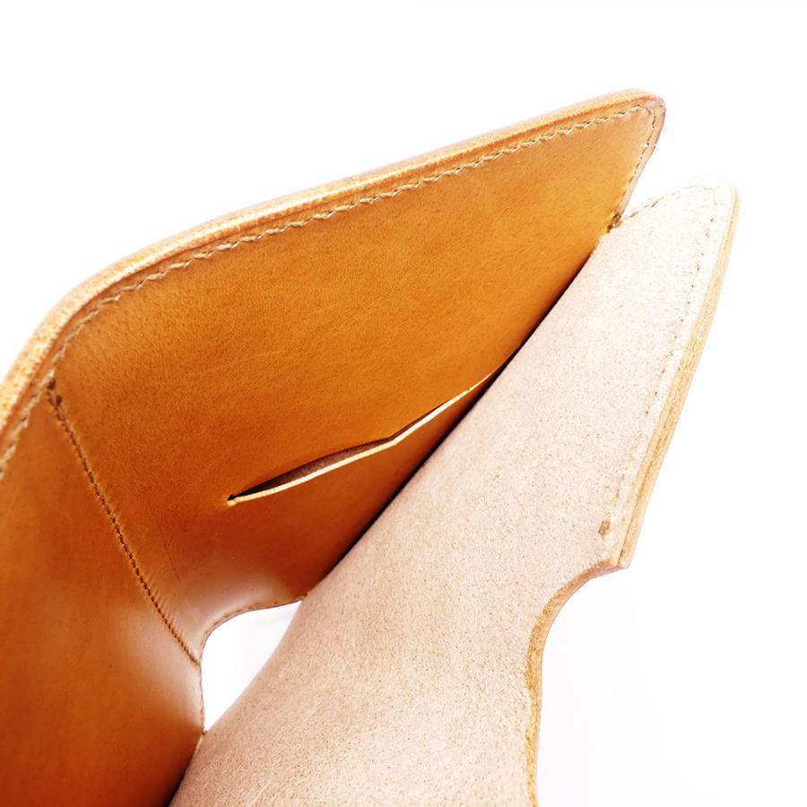 ハーフ財布 両面カード アウトジッパー サドル