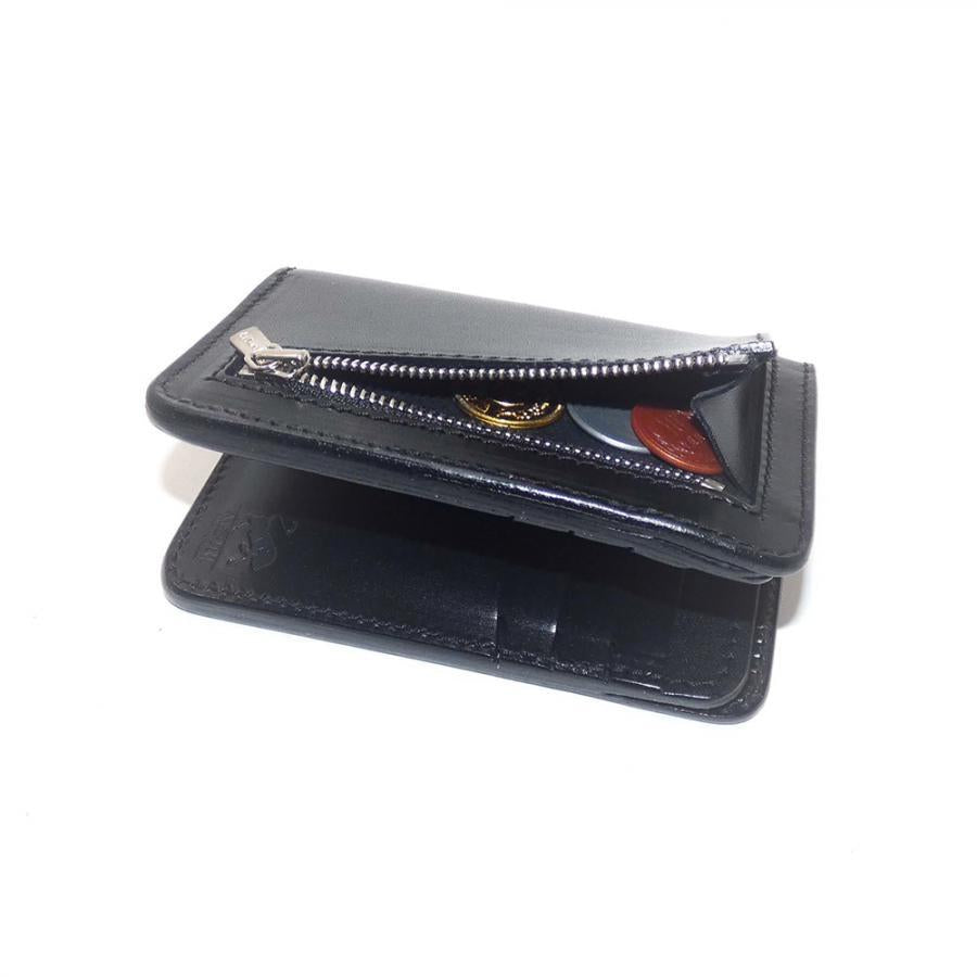 ハーフ財布 両面カード アウトジッパー インディ