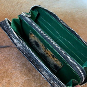 限定手染め　両マチFRF財布L字　スリム　フルパイソンリボン