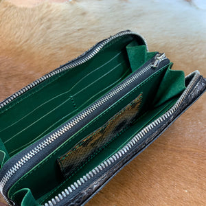 限定手染め　両マチFRF財布L字　スリム　フルパイソンリボン