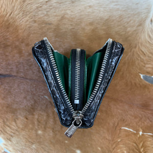 限定手染め　両マチFRF財布L字　スリム　フルパイソンリボン