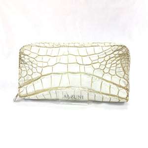 10様限定　5103両マチFRFL字スリム　アリゲーター:ホワイト/ゴールド（spo date00010)