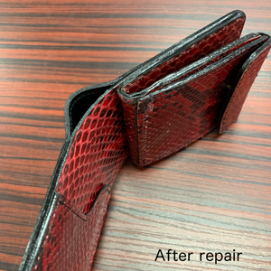 S様限定修理　リペア　ショート財布　シャーク×レッドパイソン