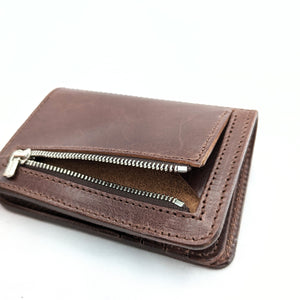 ハーフ財布 両面カード アウトジッパー インディ