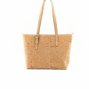 花柄型押し　トートバッグ