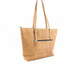 花柄型押し　トートバッグ