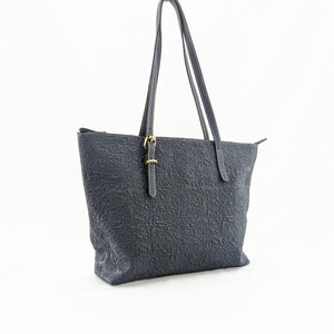 花柄型押し　トートバッグ　（ドット加工）