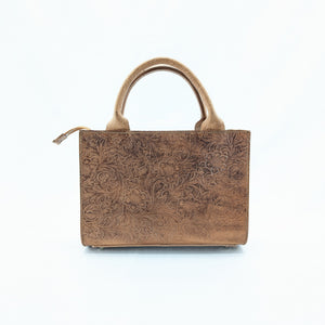 スクエアバッグ フラワーエンボス