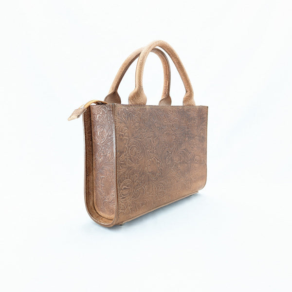 スクエアバッグ フラワーエンボス