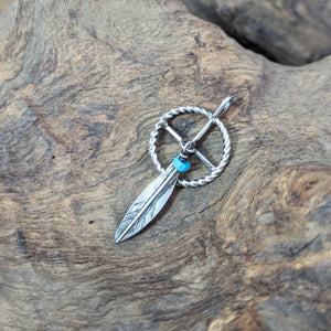 フェザー＆メディスンホイール　ネックレストップ《Navajo族》