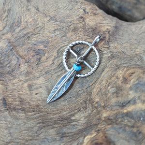 フェザー＆メディスンホイール　ネックレストップ《Navajo族》