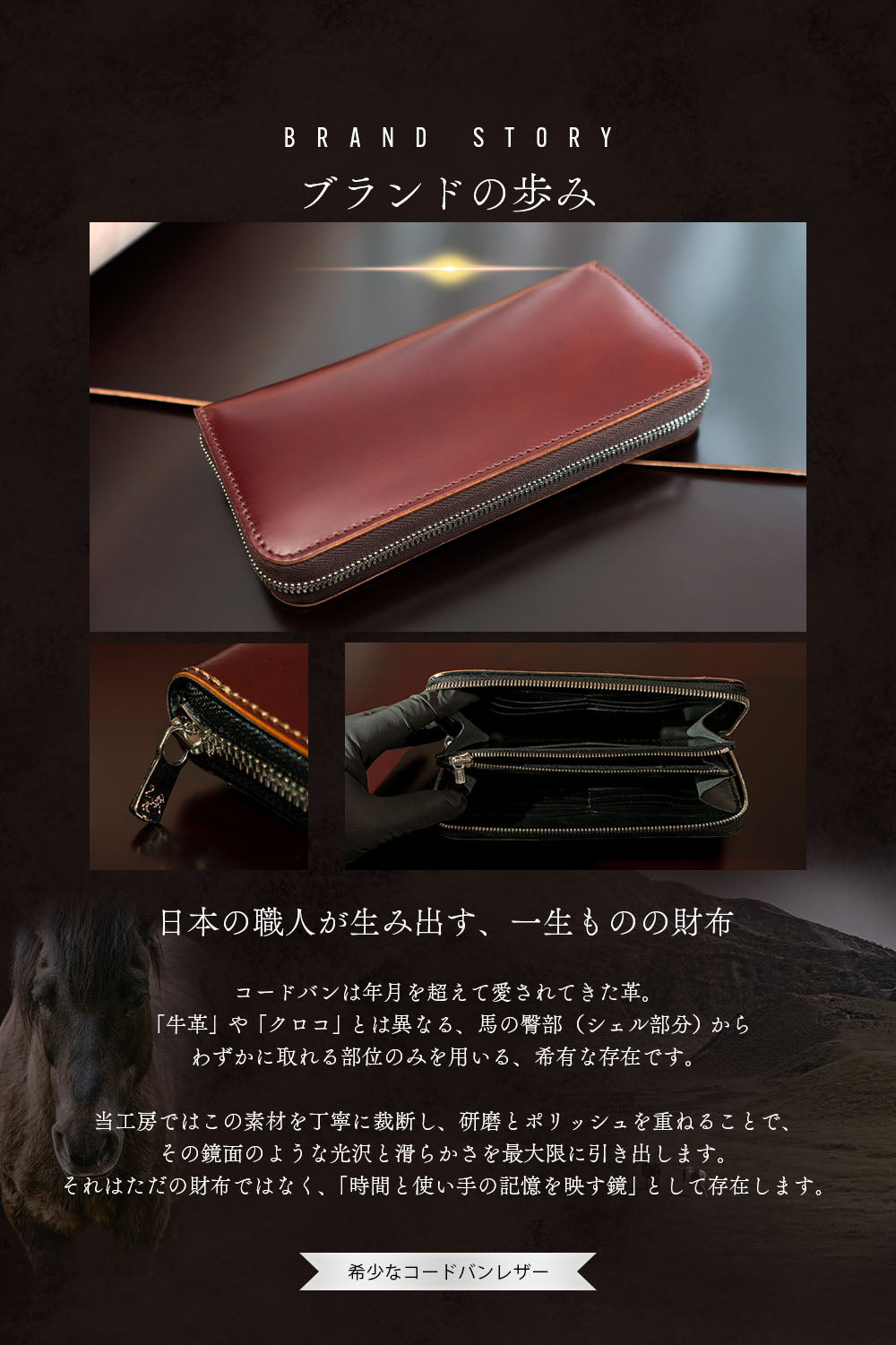 ALZUNI公式】コードバンファスナー財布｜シェルコードバン使用の日本製