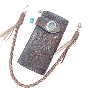 K様限定　8110 二つ折りF カービング×ターコイズ印台コンチョ