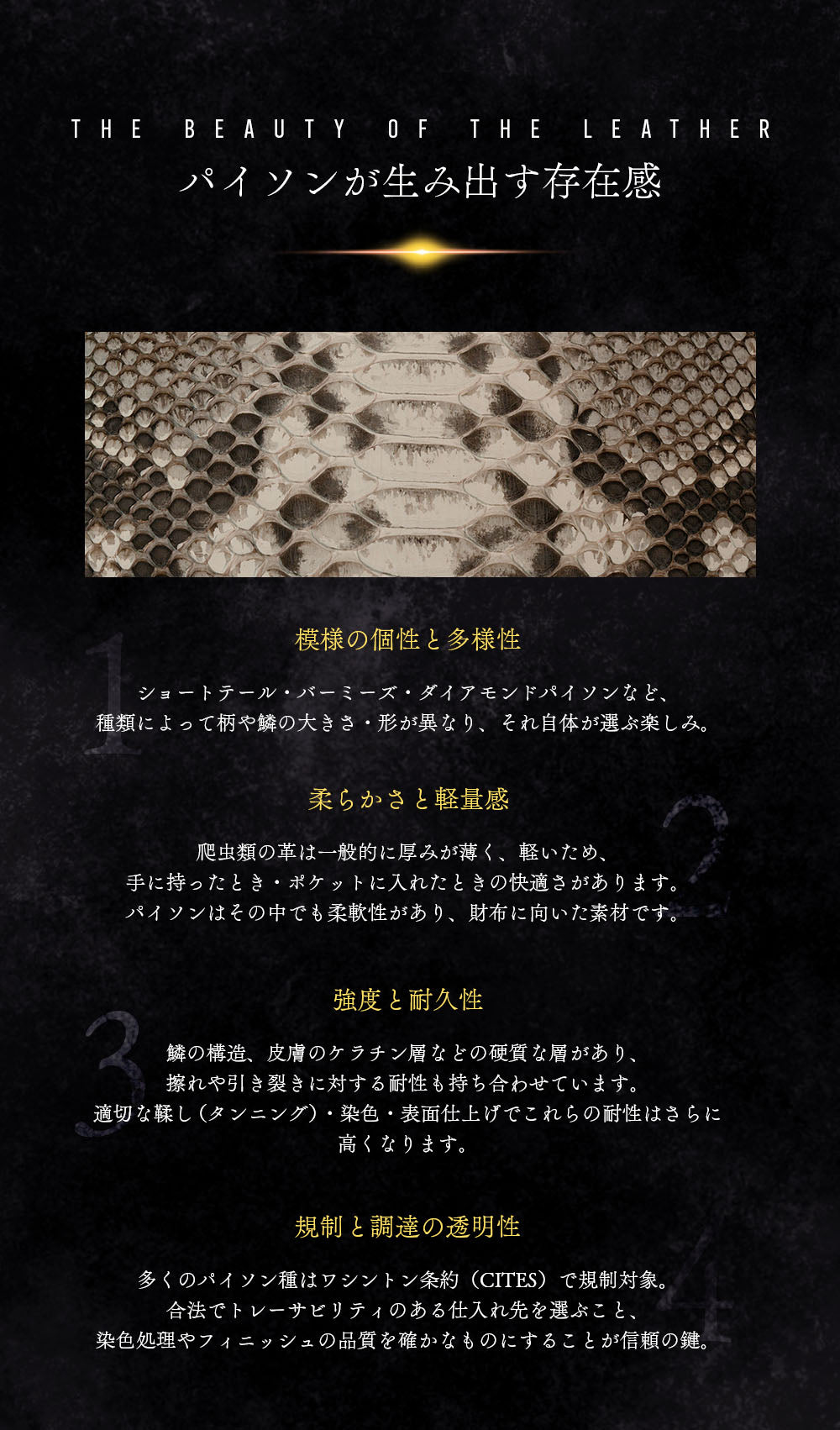 ALZUNI公式】バックカットパイソン財布｜錦ヘビ革使用の日本製長財布