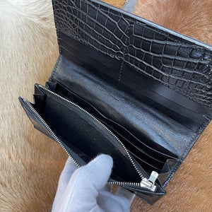 マチ付き薄作り財布 ナイルクロコ
