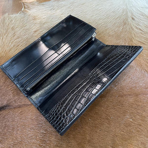 マチ付き薄作り財布 ナイルクロコ