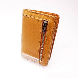 ハーフ財布 両面カード アウトジッパー ナチュラルオーク