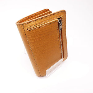 ハーフ財布 両面カード アウトジッパー ナチュラルオーク