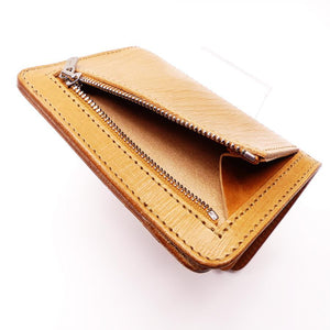 ハーフ財布 両面カード アウトジッパー ナチュラルオーク