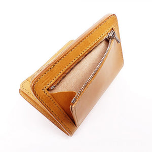 ハーフ財布 両面カード アウトジッパー サドル