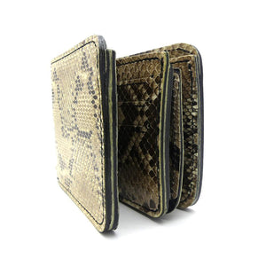 126タイプ ショート二つ折り 横型コイン パイソン全貼り＜熟成革＞