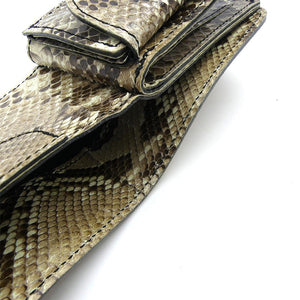 126タイプ ショート二つ折り 横型コイン パイソン全貼り＜熟成革＞
