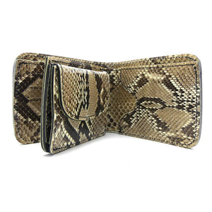 126タイプ ショート二つ折り 横型コイン パイソン全貼り＜熟成革＞