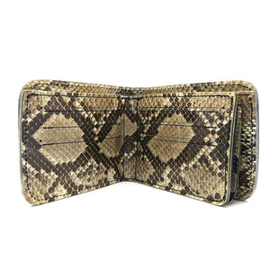 126タイプ ショート二つ折り 横型コイン パイソン全貼り＜熟成革＞