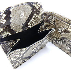 126タイプ ショート二つ折り 横型コイン パイソン全貼り＜熟成革＞